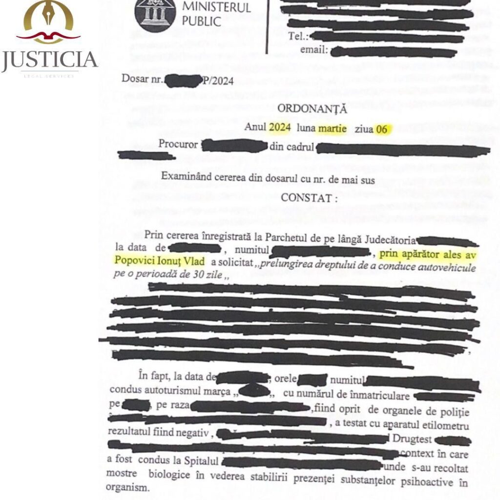
Reținerea permisului și prelungirea dreptului de circulație în cazul
art 336 din Codul penal - conducere sub influența drogurilor sau conducere sub influența alcoolului

