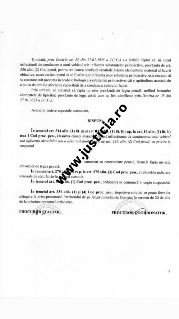 clasare conducere sub influența drogurilor