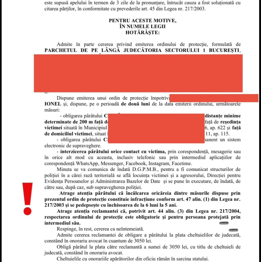 Încălcarea ordinului de protecție. Dosar penal pentru nerespectarea ordinului de protecție.